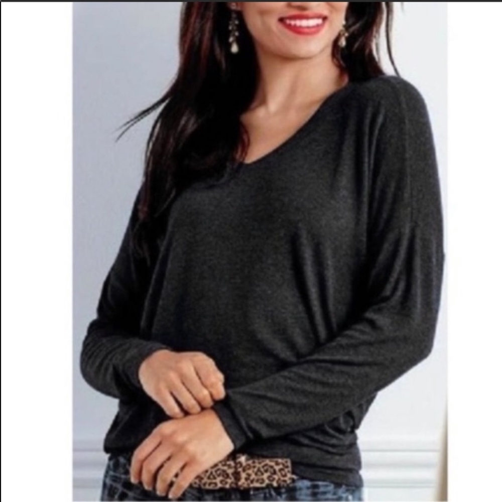 cabi Serenity Tee Heathered Black L